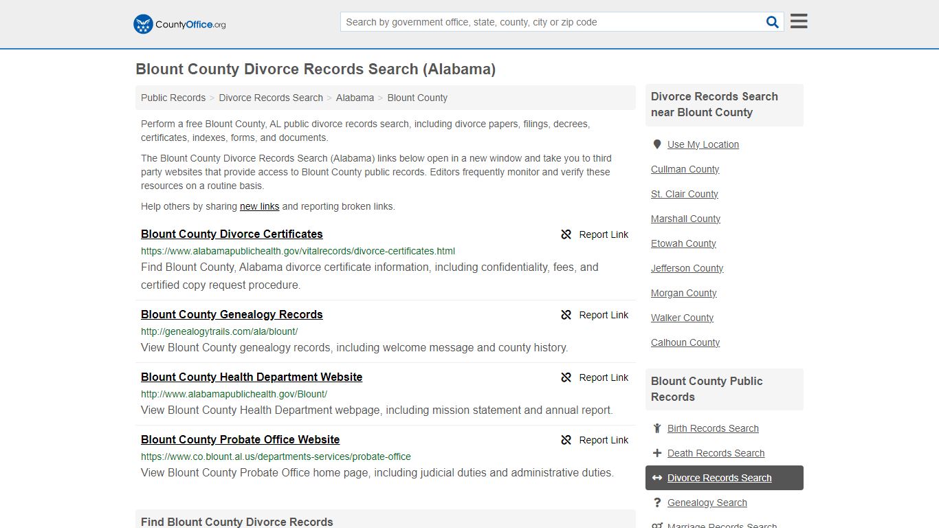 Blount County Divorce Records Search (Alabama) - County Office